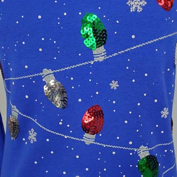 Karen Scott Fun Christmas Holiday Knit Top With Christmas Lights NWT Size SP - Picture 3 of 9